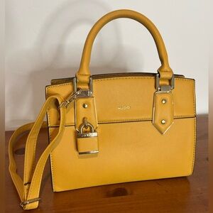 Aldo Mustard Satchel with gold Accents